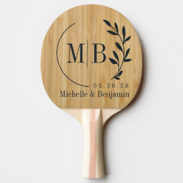 Mörkt Bambu Blad Bröllopsmonogram Pingisracket