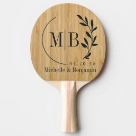 Mörkt Bambu Blad Bröllopsmonogram Pingisracket