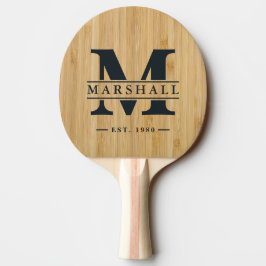 Mörkt Bambu Monogram & Namn Overlays Pingisracket