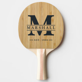 Mörkt Bambu Monogram & Namn Overlays Pingisracket