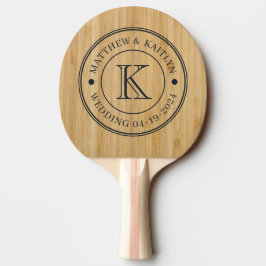 Mörkt bambubryllopsmonogram pingisracket