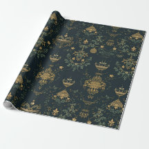 Mörkt Barockt Guld Ornament Presentpapper