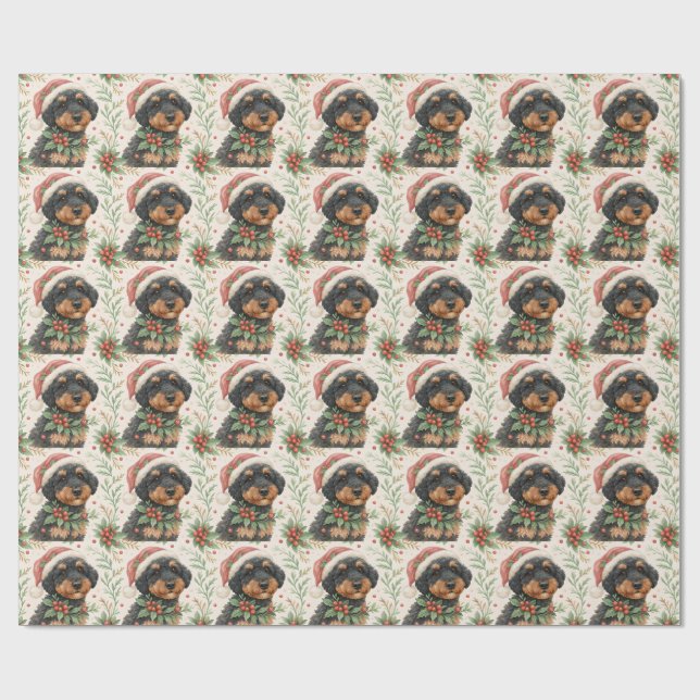 Mörkt Berenedoodle-inpackningspapper Presentpapper (Platt)