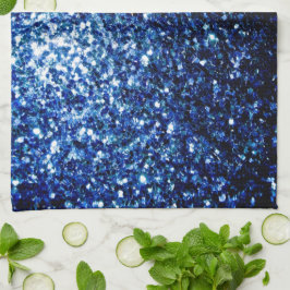 Mörkt Blått djupt skinande falskt glitter gnistrar Kökshandduk