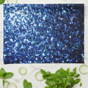 Mörkt Blått djupt skinande falskt glitter gnistrar Kökshandduk