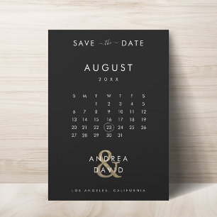 Mörkt Blekfotografi Guld Et-tecken & Kalender Bröl Spara Datumet