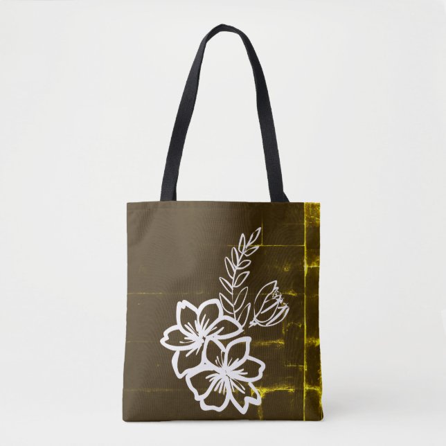 Mörkt blomdesign tygkasse (Framsida)