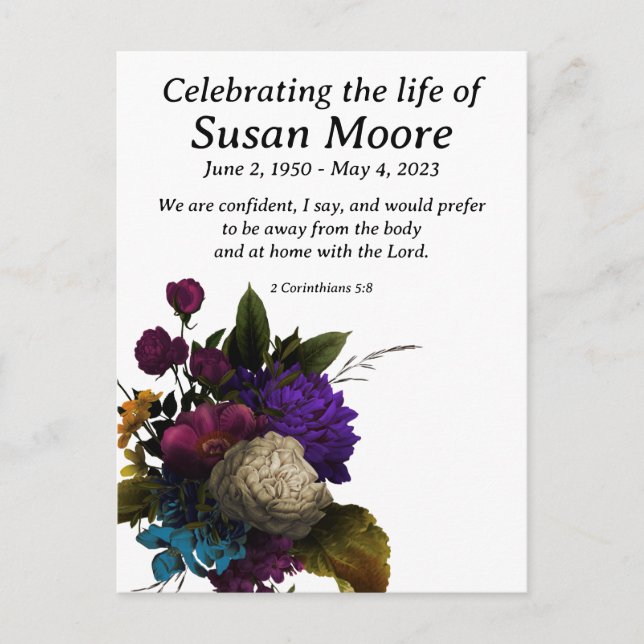 Mörkt Blommig Begravning Vykort (Framsida)