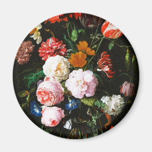 Mörkt blommigt botaniskt finkonsttryck magnet
