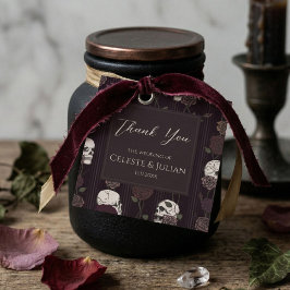 Mörkt Blommigt Dödskalle Whimsigoth Bröllop Tack Gåvor Etiketter