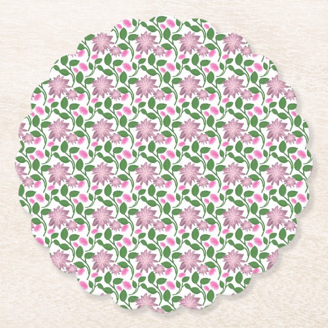 Mörkt blommigt sömlöst mönster Rosa blommor Grönt  Underlägg Papper (Framsida)