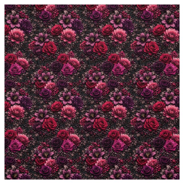 Mörkt Blommigt Tyg (Provkarta)