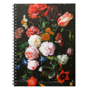 Mörkt blommotiv Botanisk finkonsttryck Anteckningsbok