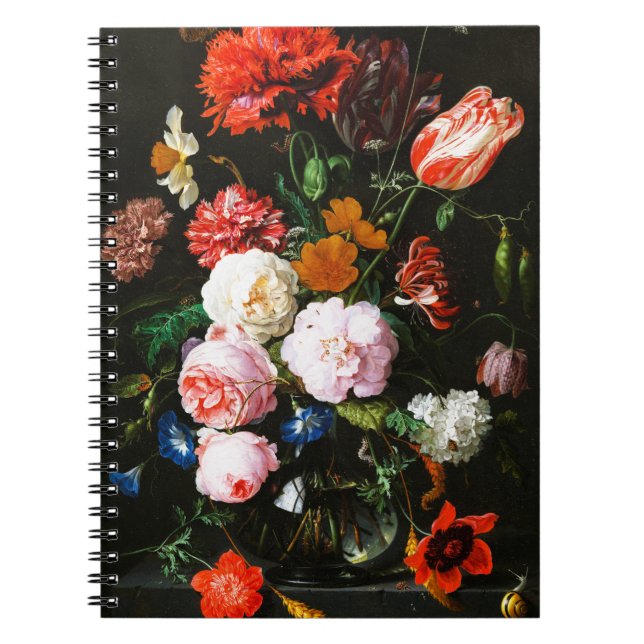 Mörkt blommotiv Botanisk finkonsttryck Anteckningsbok (Framsidan)