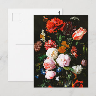 Mörkt blommotiv Botaniskt finkonsttryck Vykort