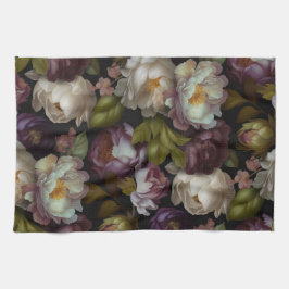 Mörkt blomsterdesign kökshandduk
