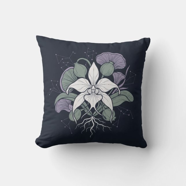 Mörkt Botaniskt Magnolia Celestial Kuddöverkast Kudde (Framsida)