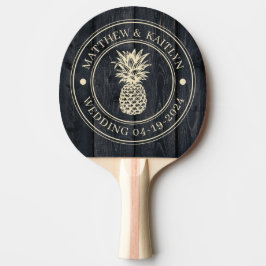 Mörkt Bränt Trä Ananas Bröllopsnamn Pingisracket