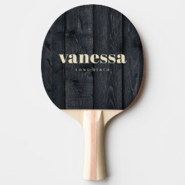 Mörkt Bränt Trä Minimal Modern Klassisk Namn Pingisracket
