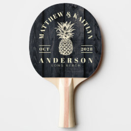 Mörkt Bränt Trä Tropisk Ananas Bröllop Pingisracket