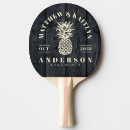 Mörkt Bränt Trä Tropisk Ananas Bröllop Pingisracket