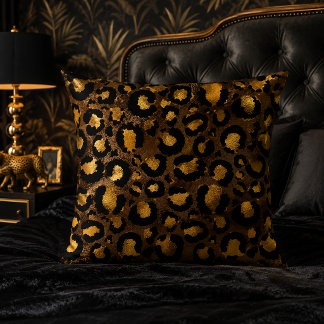 Mörkt brons guld leopard tryckmönster kudde
