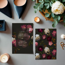 Mörkt Burgunder Färg Blommig Moody Svart Elegant R