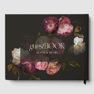 Mörkt Burgunderfärgade Blommor Moody Svart Elegant Gästböcker