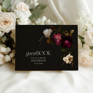 Mörkt Burgunderfärgade Blommor Moody Svart Elegant Gästböcker