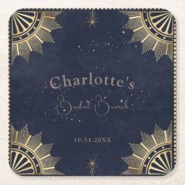 Mörkt Celest Sun och Moon Bröllopsbrunch Shower Underlägg Papper Kvadrat
