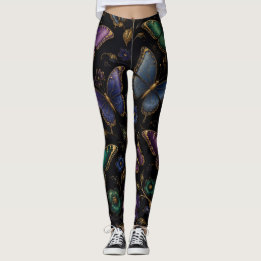 Mörkt Elegant Fjärilsmönster Leggings