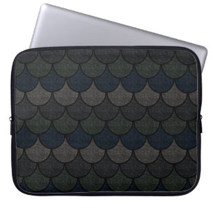 Mörkt fjälligt drakskal-mönster laptop fodral