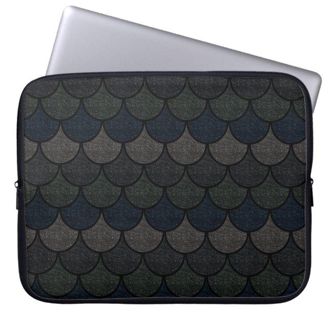 Mörkt fjälligt drakskal-mönster laptop fodral (Framsidan)