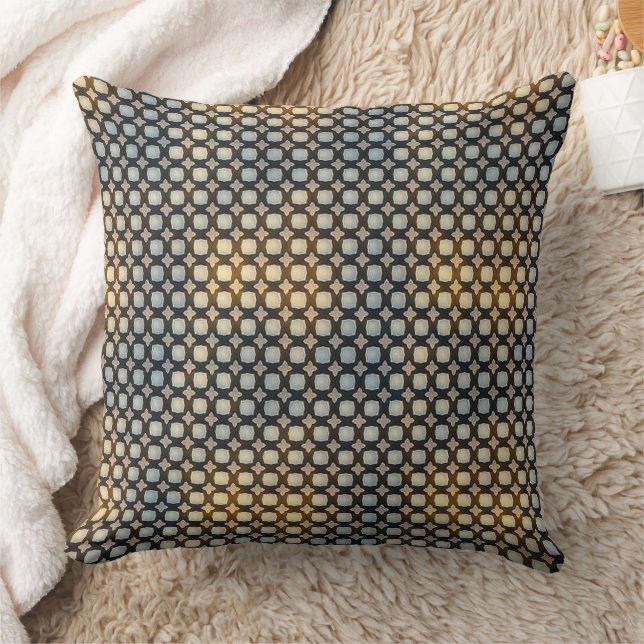 Mörkt Geometriskt Rutnät Abstrakt Mönster Design 1 Kudde (Filt)