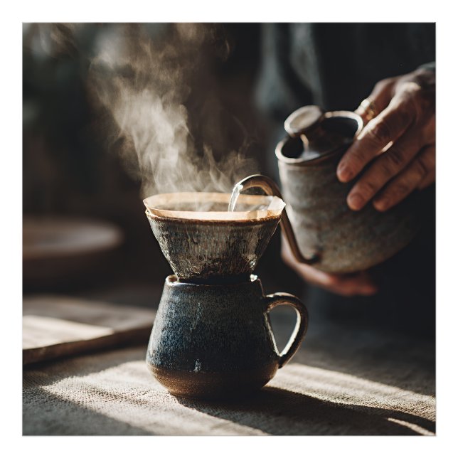 Mörkt Glasur Pour Over Ritual Fototryck (Framsidan)