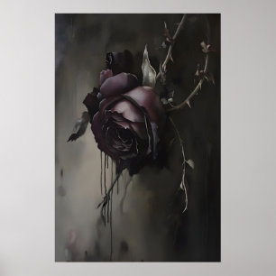 Mörkt gotisk ros-målning dyster floral stilleben poster