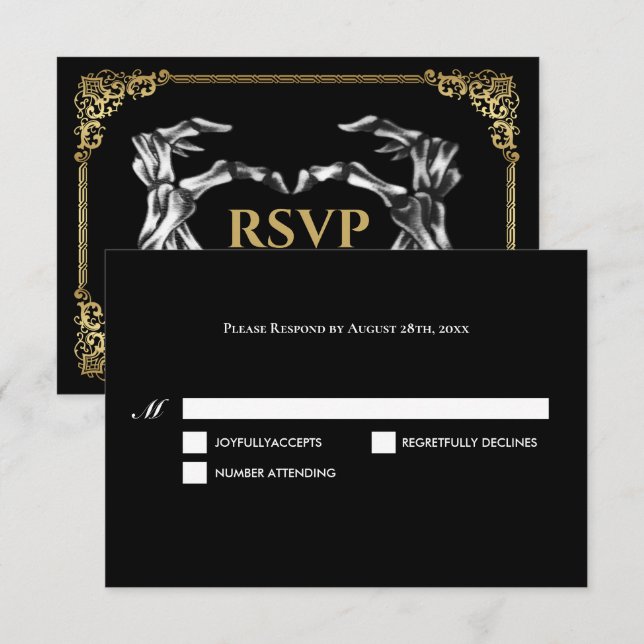Mörkt gotiskt Halloween bröllop RSVP-kort OSA Kort (Fram/baksida)