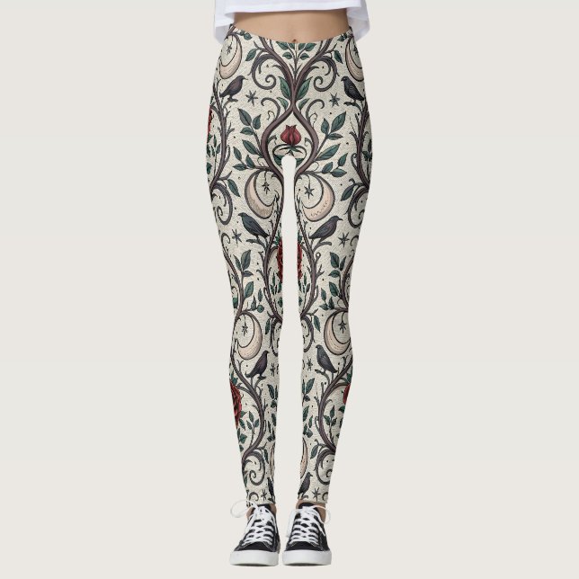 Mörkt gotiskt rosmönster (1) leggings (Framsida)