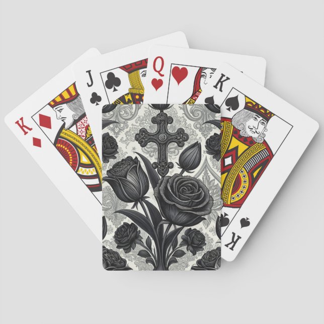Mörkt gotiskt rosmönster (2) casinokort (Baksidan)