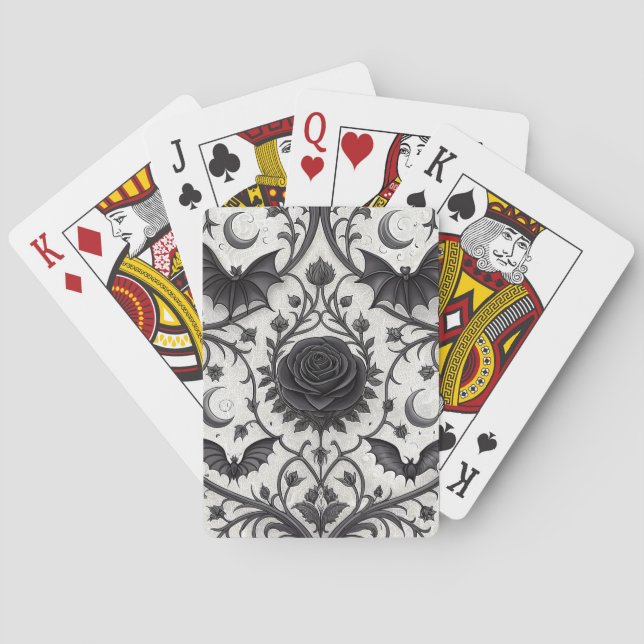 Mörkt gotiskt rosmönster (3) casinokort (Baksidan)