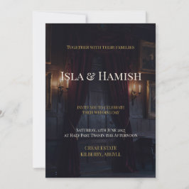 Mörkt gotiskt skotskt slott bröllopsinbjudan | C Inbjudningar