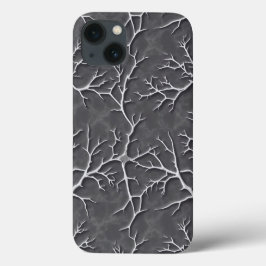 Mörkt grå iPhone-fodral med grenstrukturerad relie