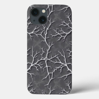 Mörkt grå iPhone-fodral med grenstrukturerad relie