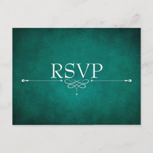 Mörkt grön bröllops-RSVP-brevkort med måltidsval Inbjudan Vykort