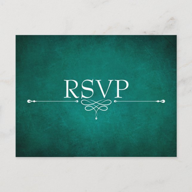 Mörkt grön bröllops-RSVP-brevkort med måltidsval Inbjudan Vykort (Framsida)