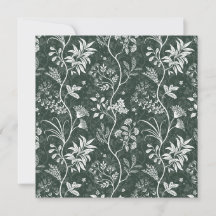 Mörkt grönt chintz botaniskt konstkort