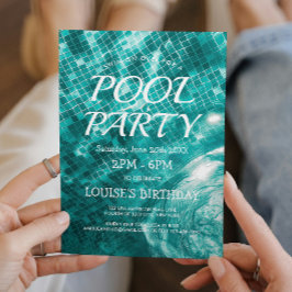 Mörkt Grönt Poolvatten I Pool Party Inbjudningar