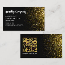 Mörkt guld falskt gnistrande svart elegant QR-kod