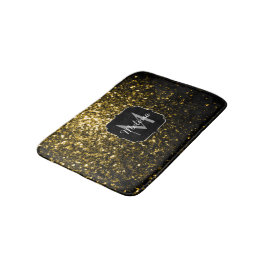 Mörkt guld gul falskt glitter gnistrar Monogram Badrumsmatta
