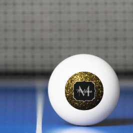 Mörkt guld gul falskt glitter gnistrar Monogram Pingisboll
